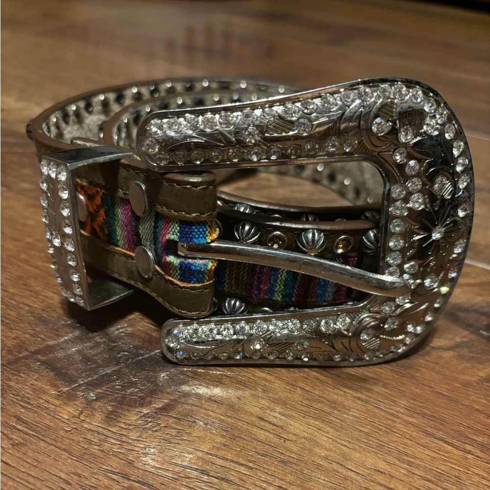 Angel Ranch Serape Studded Rhinestone Cowgirl Bling Western Belt Size S
